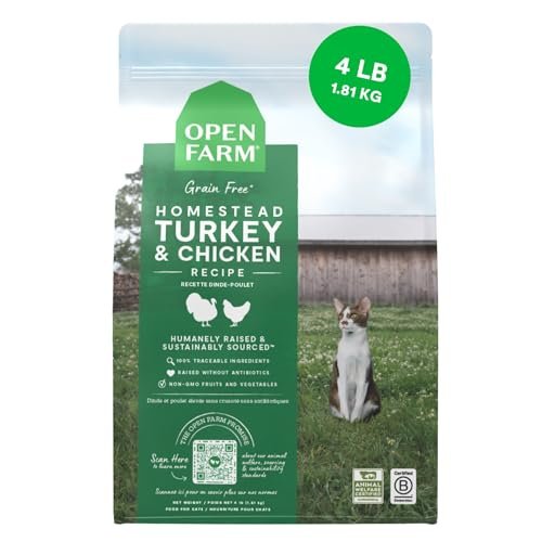 Open Farm Homestead Turkey and Chicken grain-free dry cat food, 4 pound bag
